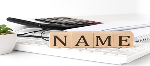 Name made from building blocks