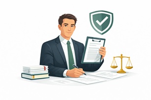 Mann am Schreibtisch schaut auf Dokumente