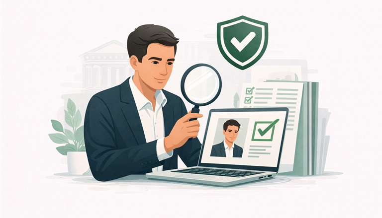 mann schaut mit Lupe auf Dokumente